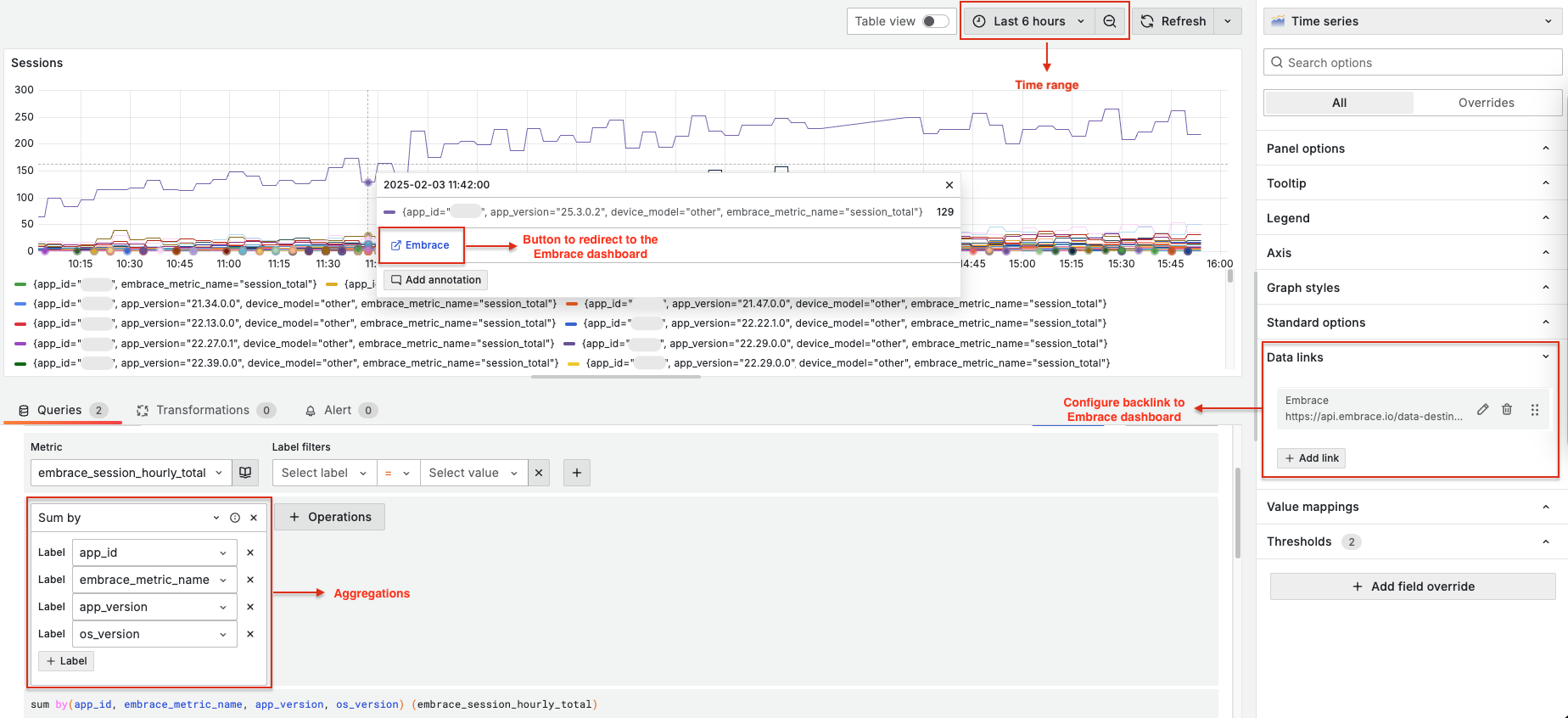 Image showing the Data Links section backlink