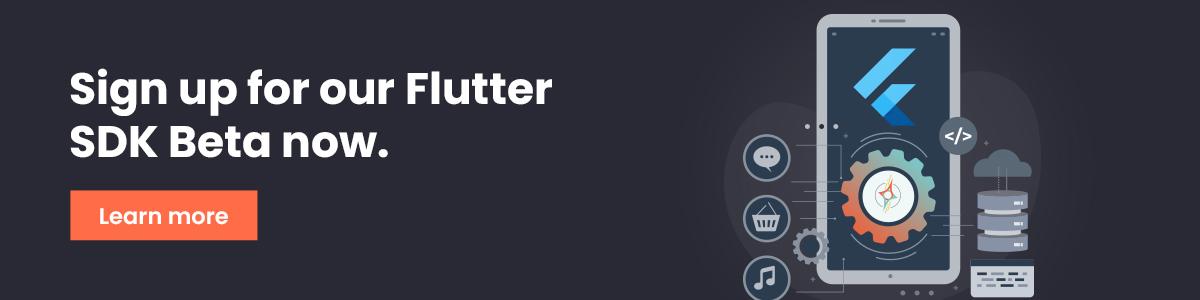 A graphic depicting the Flutter logo and the Embrace logo on a phone screen surrounded by various app icons.