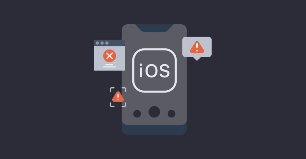 Image of phone screen with warning pop ups surrounding it.