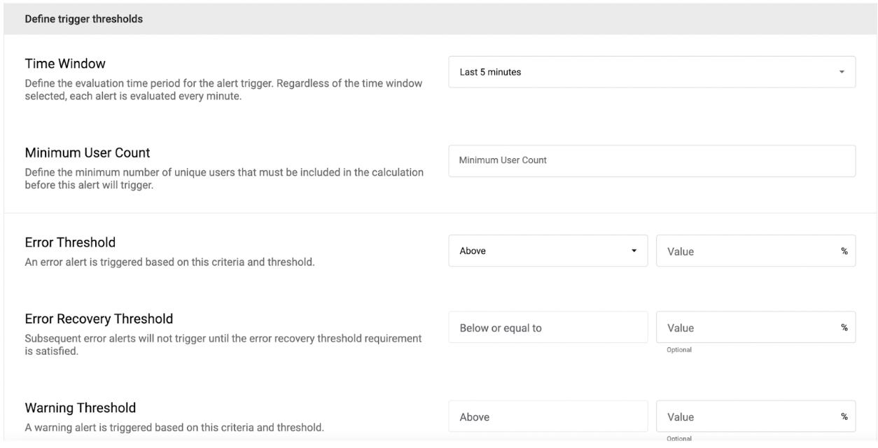 Embrace's customizable dashboard where you can set up custom, real-time alerts and notifications for ANRs. You can customize your alert types, break them out by different metrics, and define trigger thresholds.