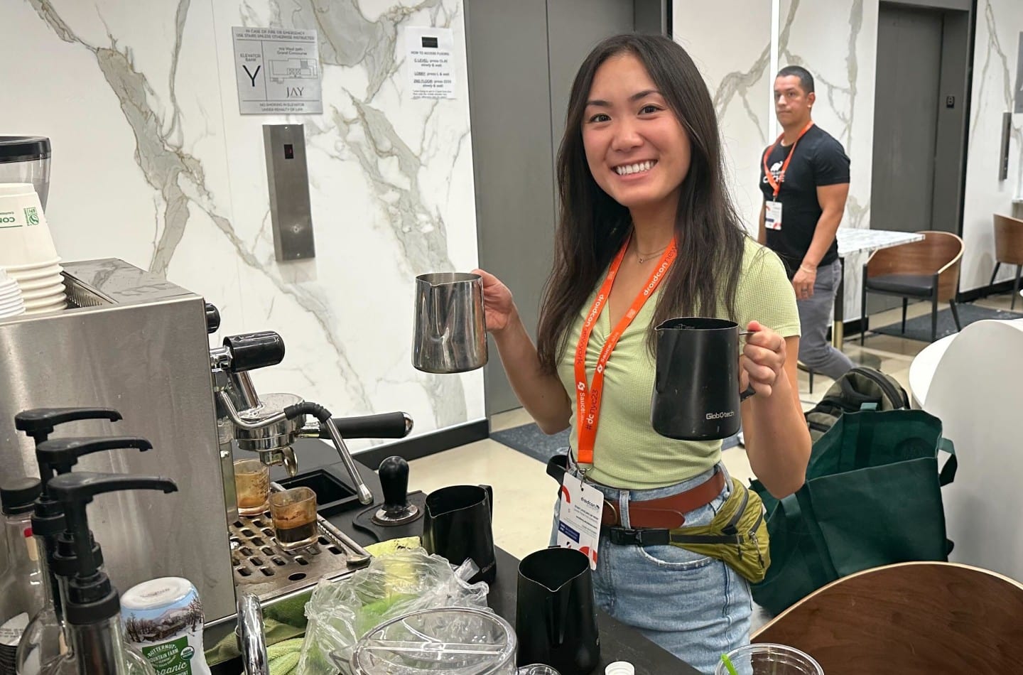 member-of-the-Embrace-team-makes-coffee-droidcon-NYC-2023