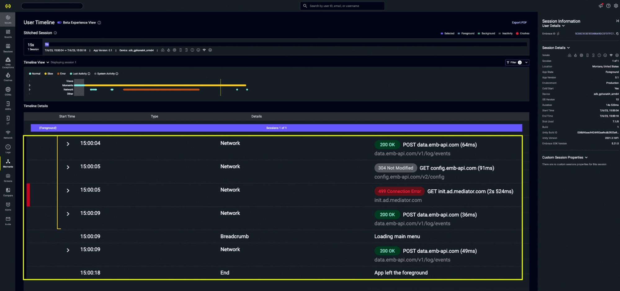 example-failed-ad-SDK-call-in-Embrace