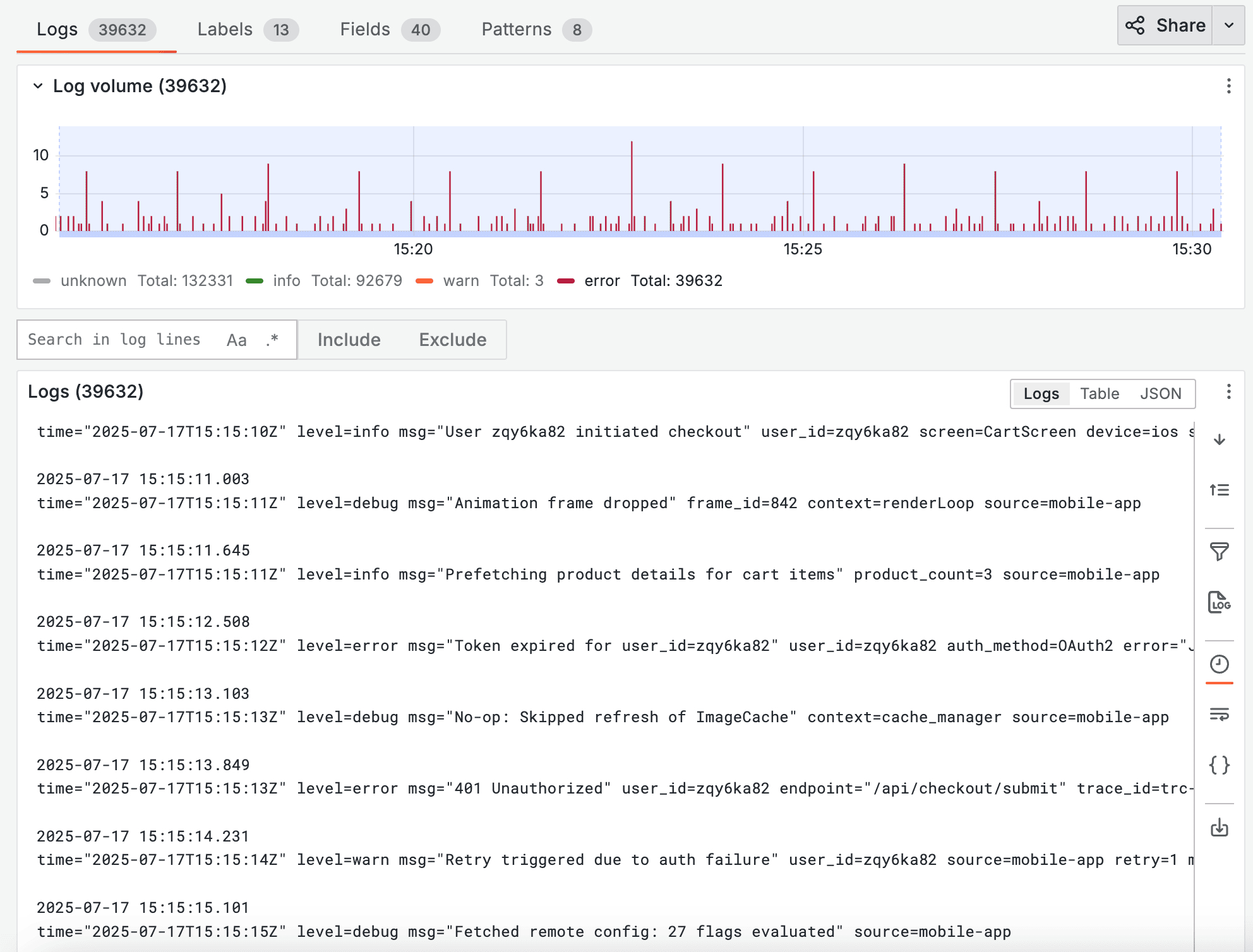 Logs in Grafana